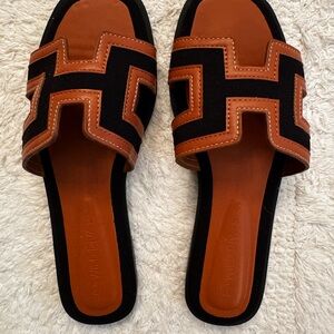 Wild Diva Black and Tan Sandals